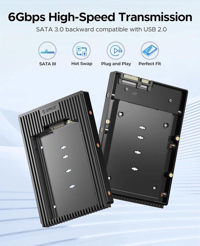 Orico محول M.2 NGFF إلى SATA بحجم 3.5 بوصة، محول SSD بسرعة 6Gbps، متوافق مع M.2 SATA SSD (2230/2242/2260/2280، مفتاح B+M) [لا يدعم NVMe/PCIE، مفتاح M] - Image 4